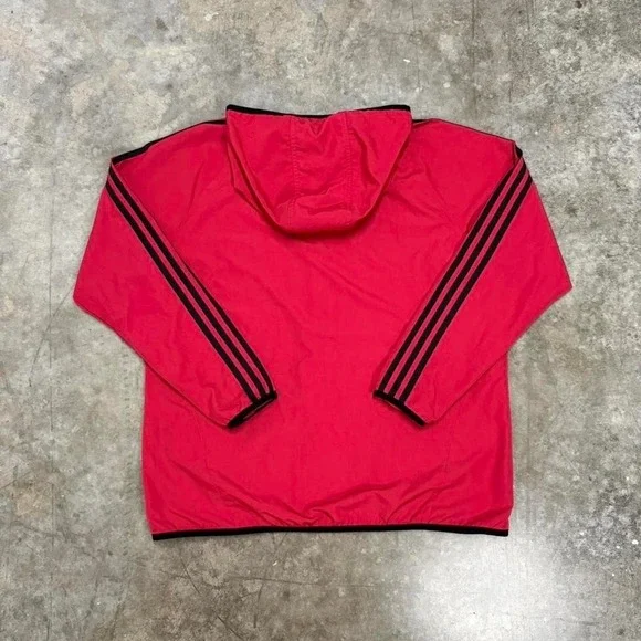 Adidas Red & Black Full Zip Y2K Windbreaker Size XL - Picture 3 of 5